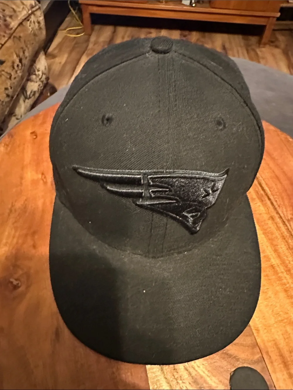 NFL New England Patriots Black Fitted Hat with Tonal Logo